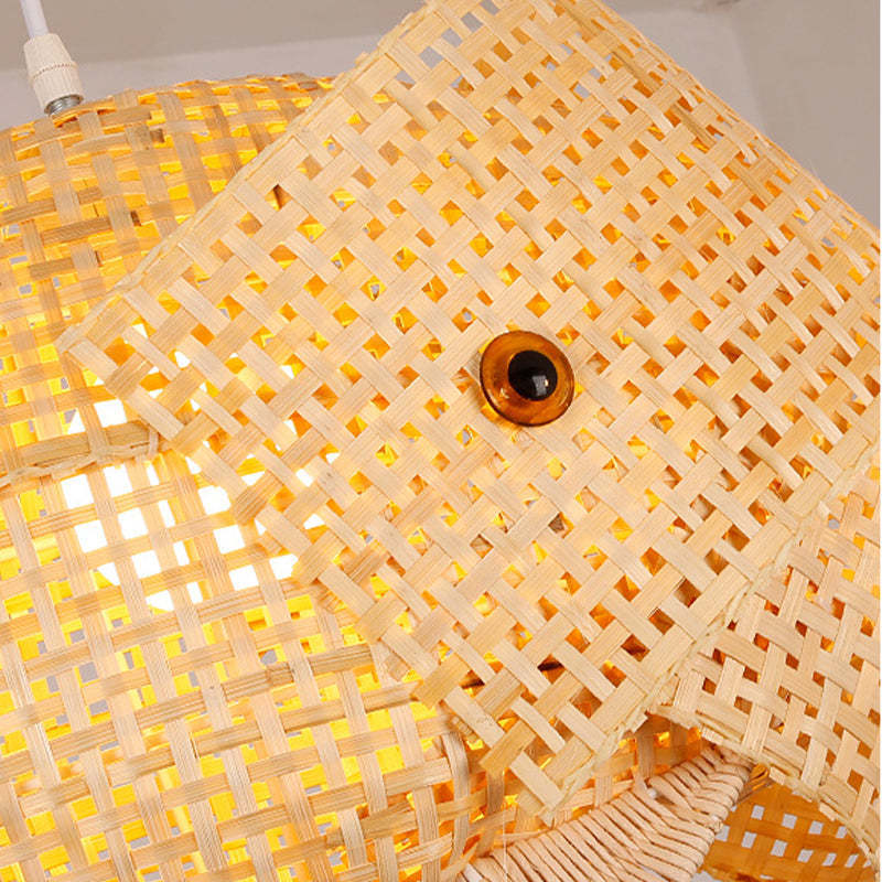 Rattan Fish Pendant Light, Art Deco Style
