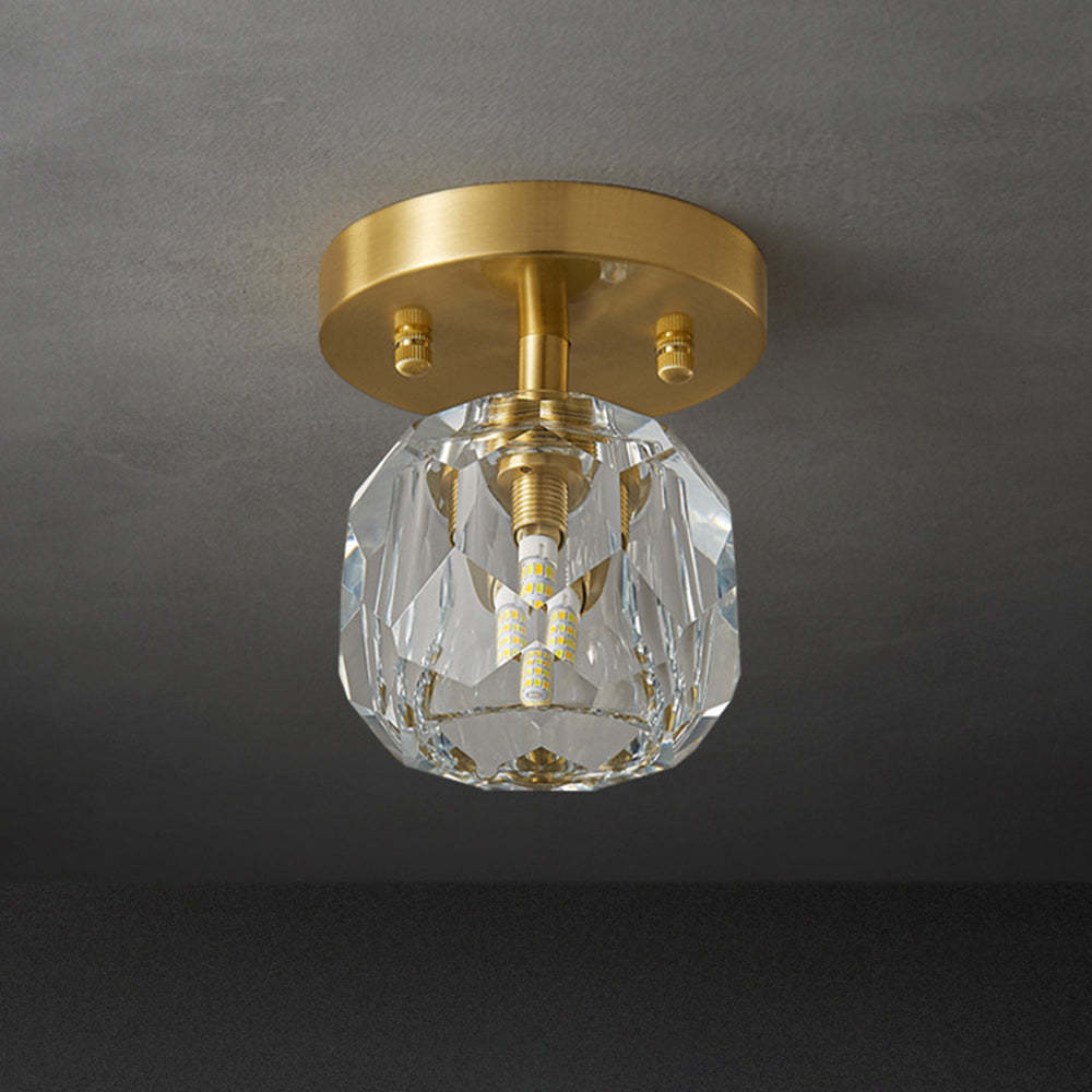 Kirsten ceiling light, diamond crystal shade, gold finish