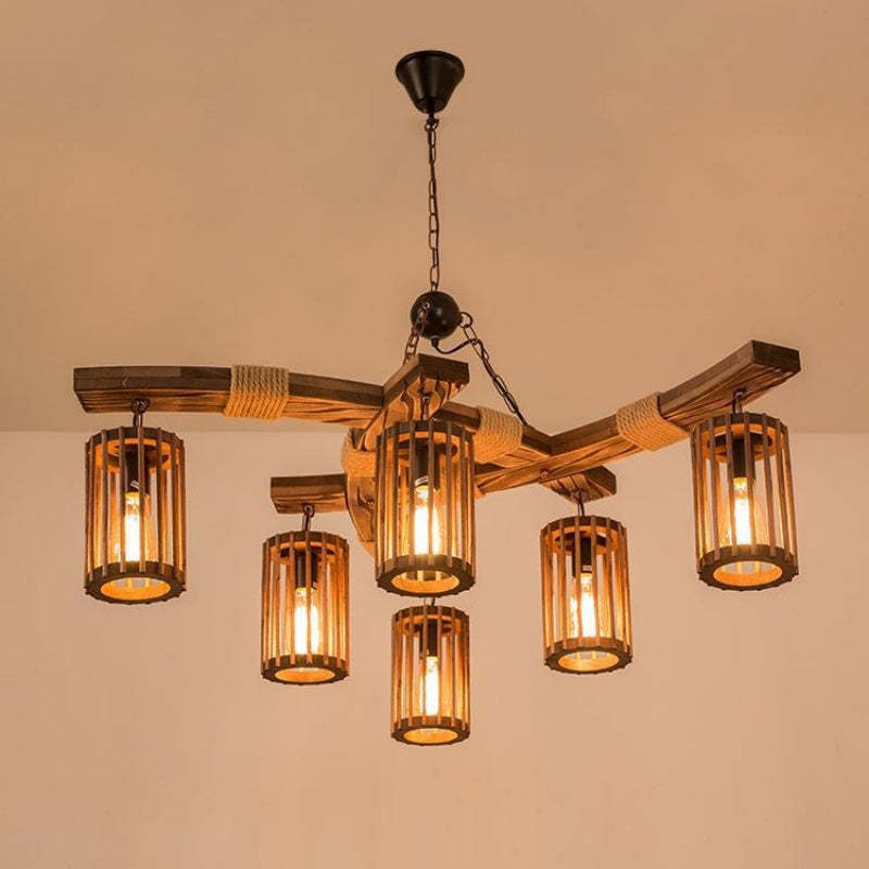 Austin Retro LED Wood Chandelier for Living Room