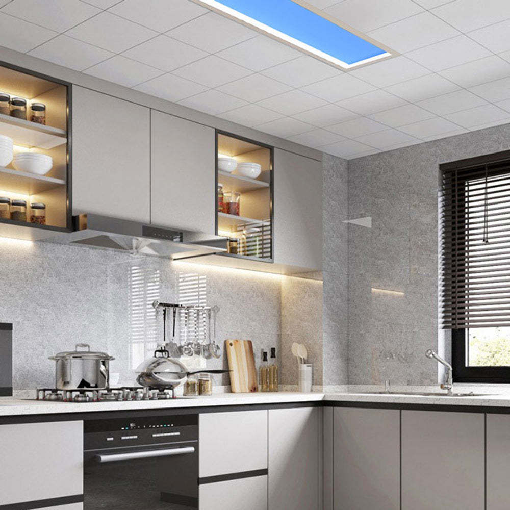 Edge modern blue ceiling light in kitchen.