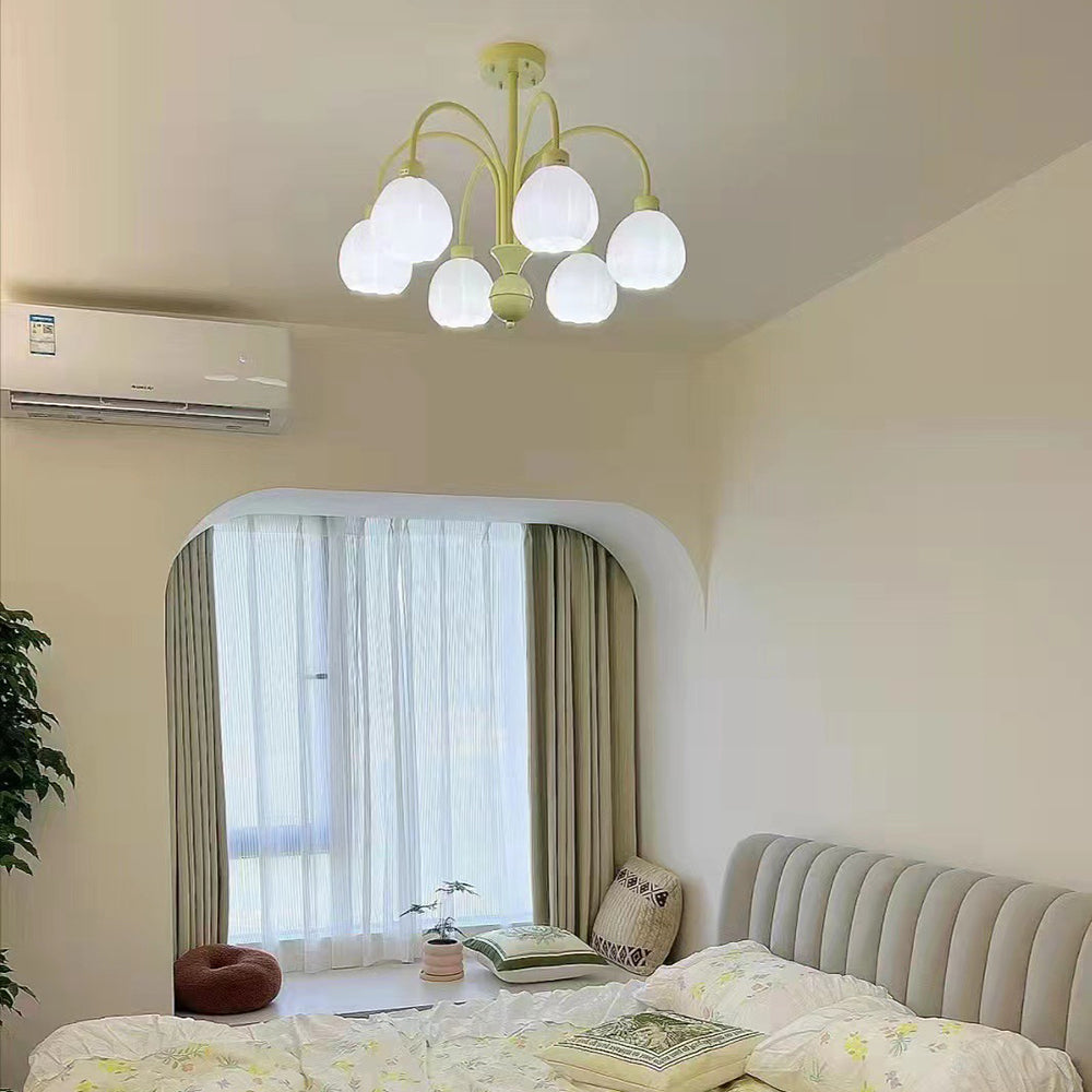 Green Lily Pumpkin Ceiling Light in bedroom Lily Modern Pumpkin Metal Flush-Mount Ceiling Light