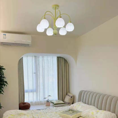 Green Lily Pumpkin Ceiling Light in bedroom Lily Modern Pumpkin Metal Flush-Mount Ceiling Light