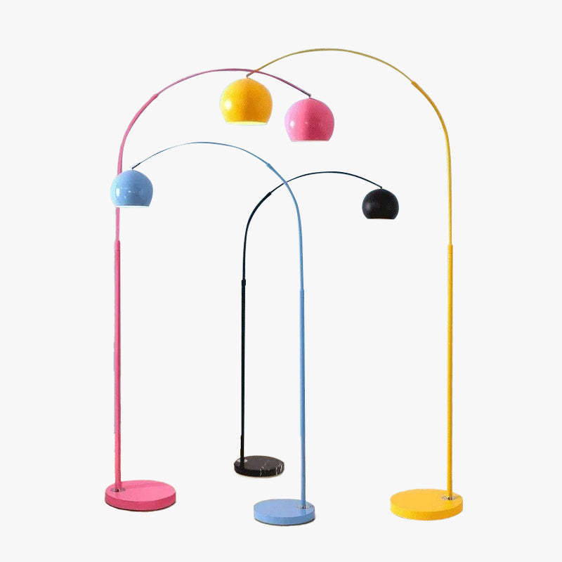Morandi metal arc floor lamps in pink, blue, yellow and black Morandi Modern Fishing 1 Light Arc Floor Lamp Metal