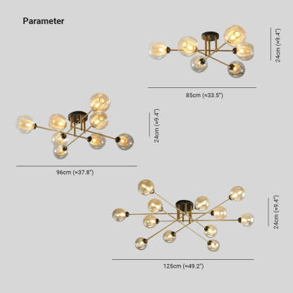 Valentina Industrial Glass Globe Chandelier Dimensions