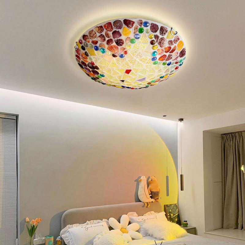 Eryn Rustic Flush Mount Ceiling Light in bedroom