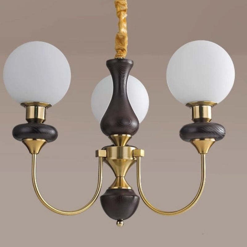 Silva Chandelier with brass and wood detailing