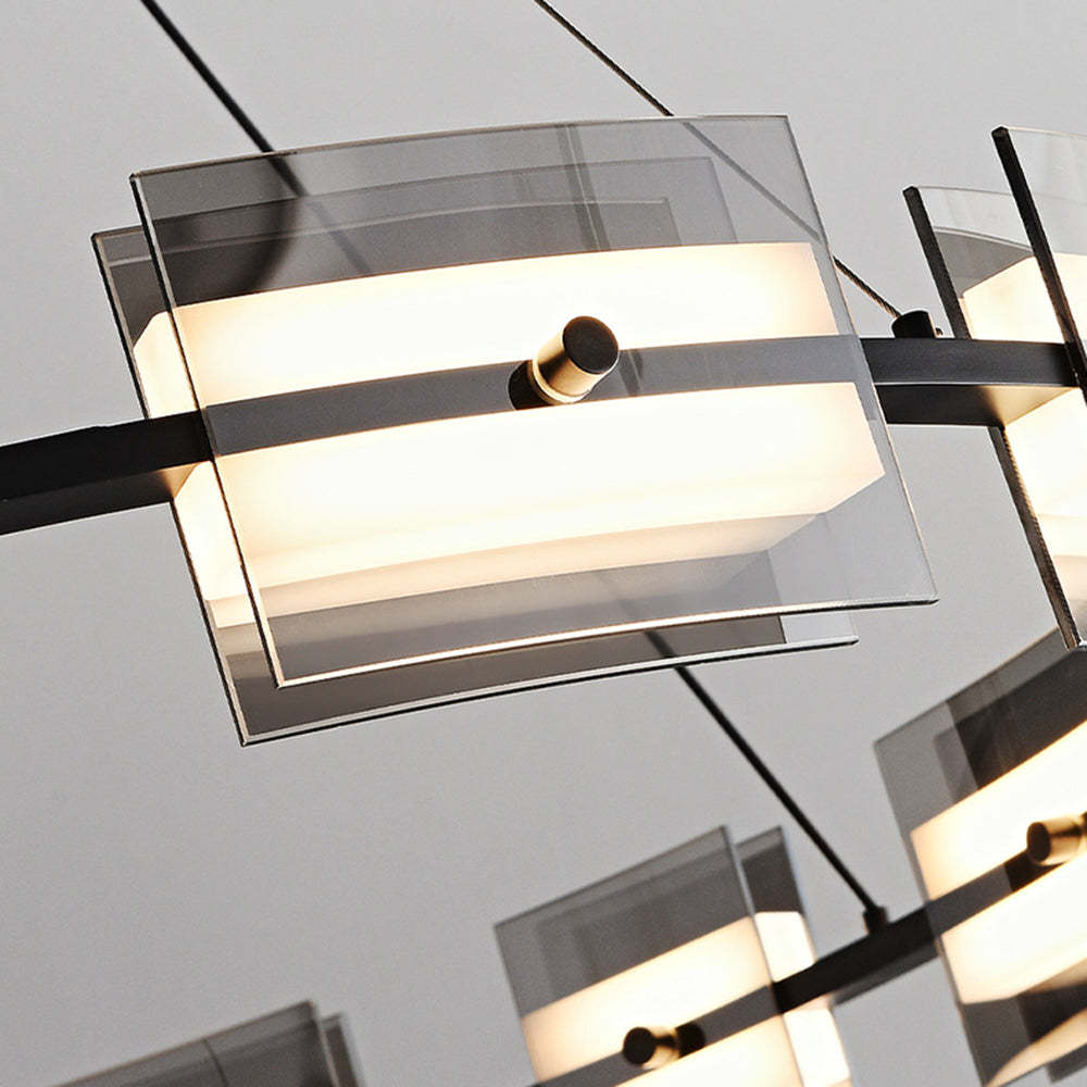 Close-up Evette pendant light, copper and glass detail