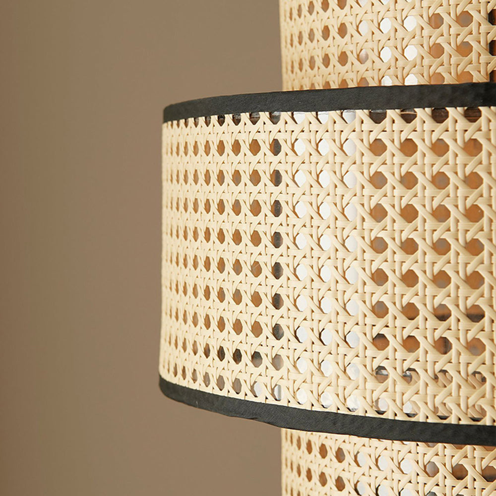 Close-up Ritta Japanese Rattan Pendant Light detail, woven texture
