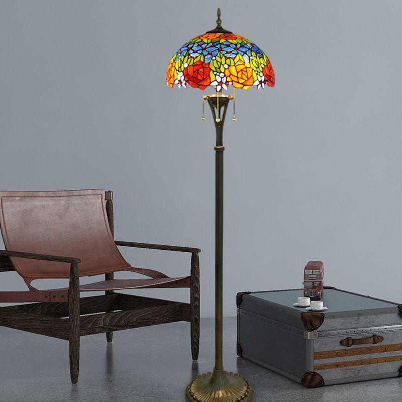 Las Sola Alessio vintage floor lamp, colorful glass shade