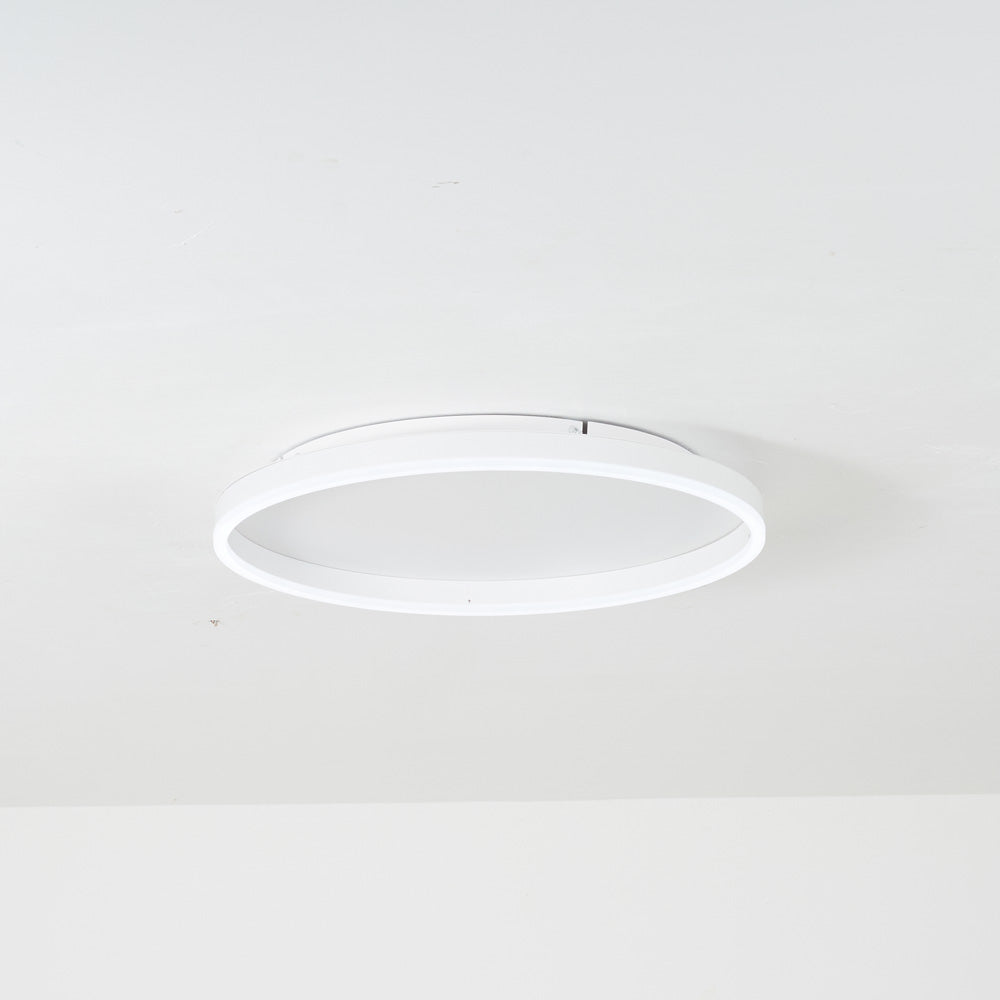 White Arisha Flush Mount Ceiling Light. Modern ring lighting fixture.
