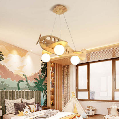 Minori Vintage Airplane Shape Pendant Light, Wood