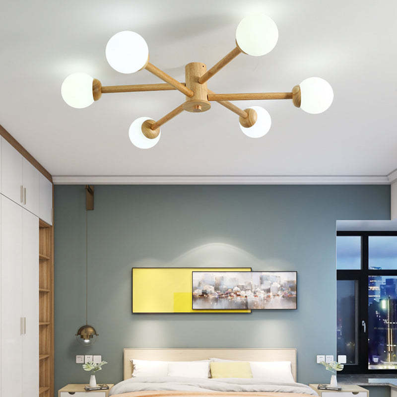 Ozawa 6-head dimmable ceiling light in bedroom. Artistic Lighting.