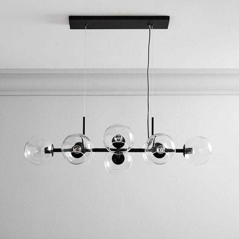 Modern Glass Globe Bubble Pendant Light Black Living Room | Las Sola