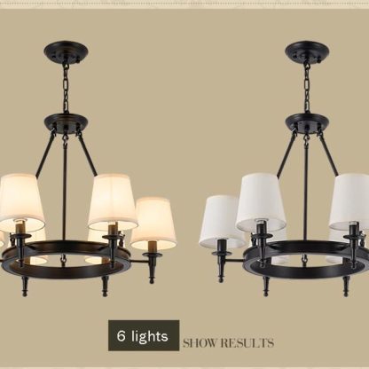 Alessio Vintage Ring Chandelier, 6-Light Fabric Shade