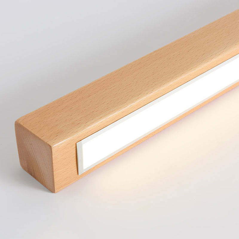 Close up: Wooden Edge Linear Ceiling Light