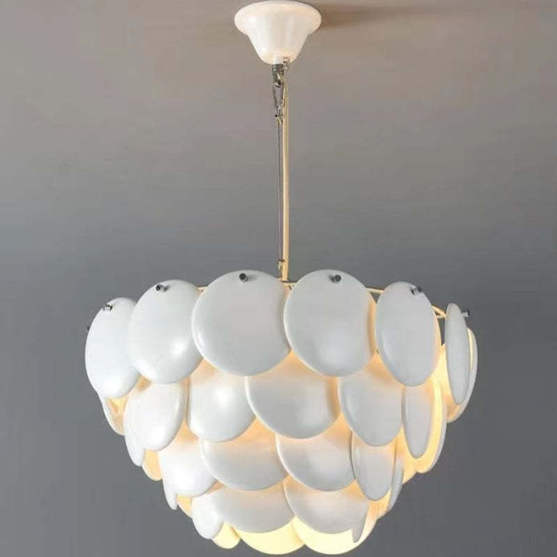 Lottie White Chandelier: Art Deco ceramic leaf pendant light