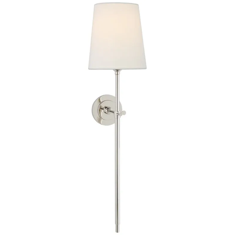 Austin Brass White Tapered Shade Wall Lamp