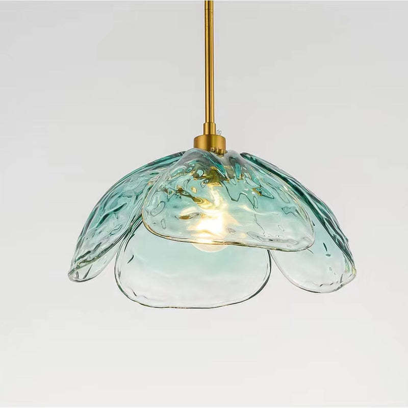 Hailie Modern Pendant Light - Teal Flower Shade