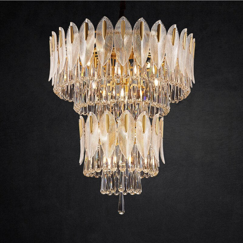 Marilyn Feather Crystal Chandelier, Luxury Lighting Fixture