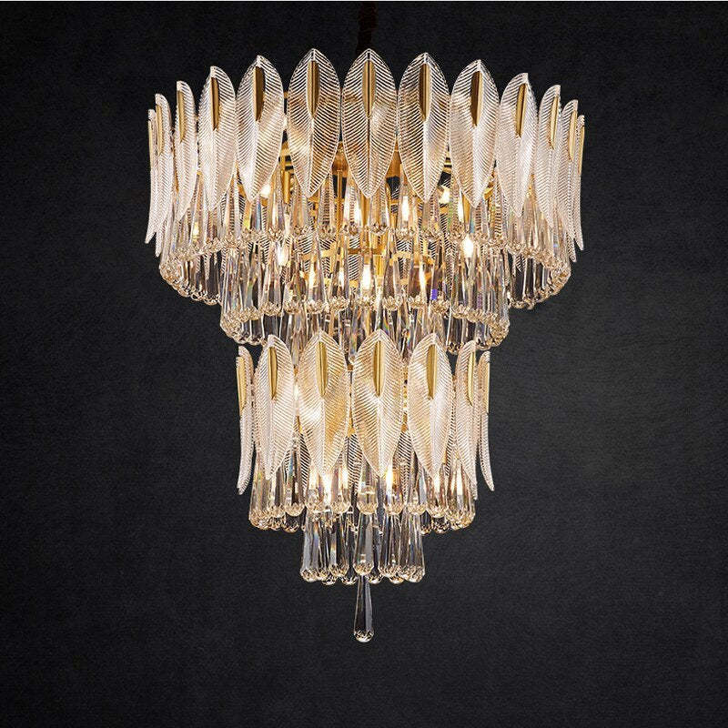 Marilyn Feather Crystal Chandelier, Luxury Lighting Fixture