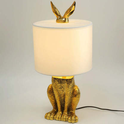 Gold Rabbit Table Lamp with White Shade