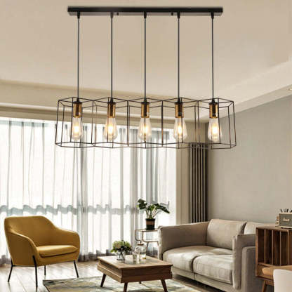 Rustic Farmhouse Pendant Lighting in Living Room