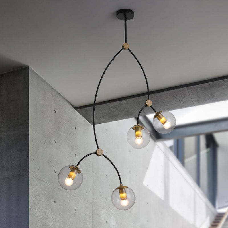 Valentina chandelier with glass globes, minimalist design for living room