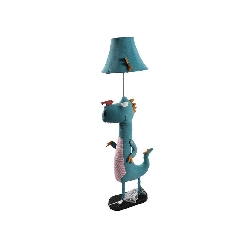 Blue dinosaur floor lamp with bird for kids