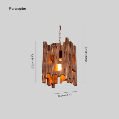 Austin Retro Wood Pendant Light dimensions: 22x22x100cm