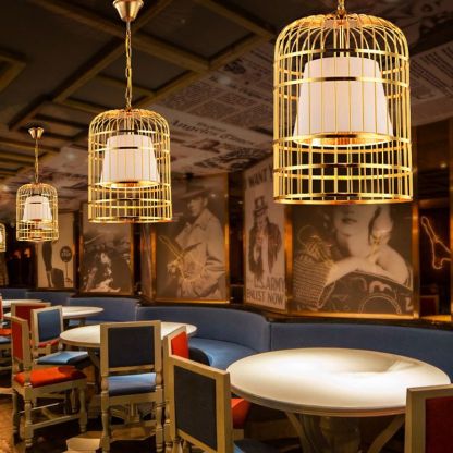 Metal Birdcage Pendant Light in Restaurant