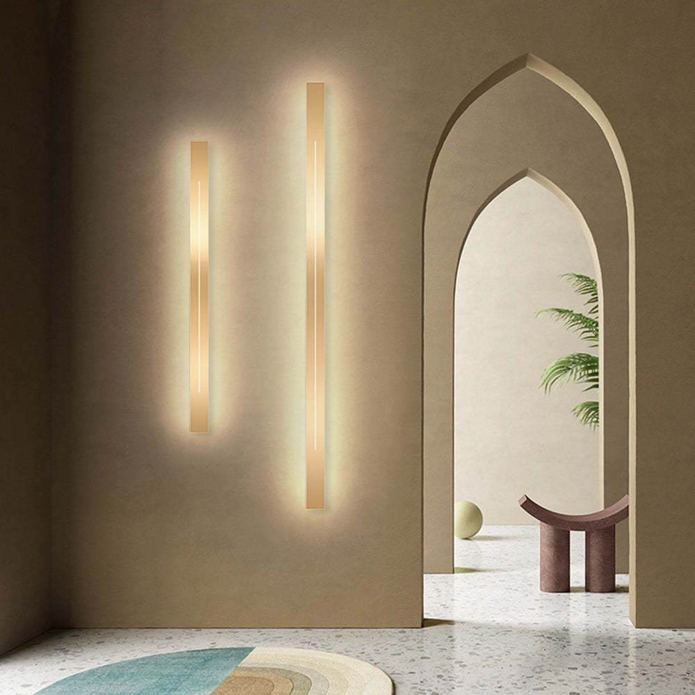 Gold Edge LED Wall Lamp illuminating living room