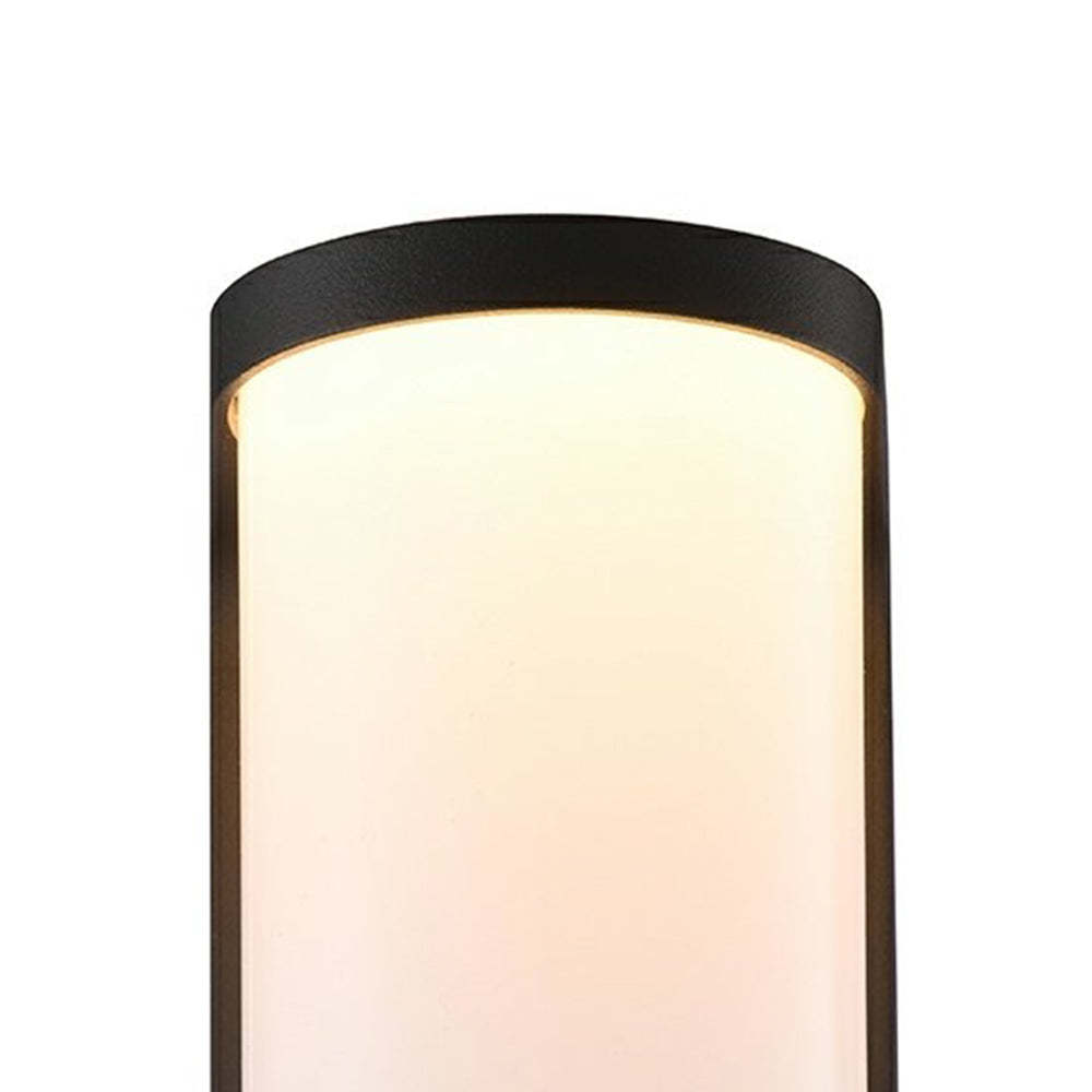 Orr modern metal outdoor wall lamp. Cylindrical light close-up.