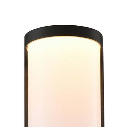 Orr modern metal outdoor wall lamp. Cylindrical light close-up.