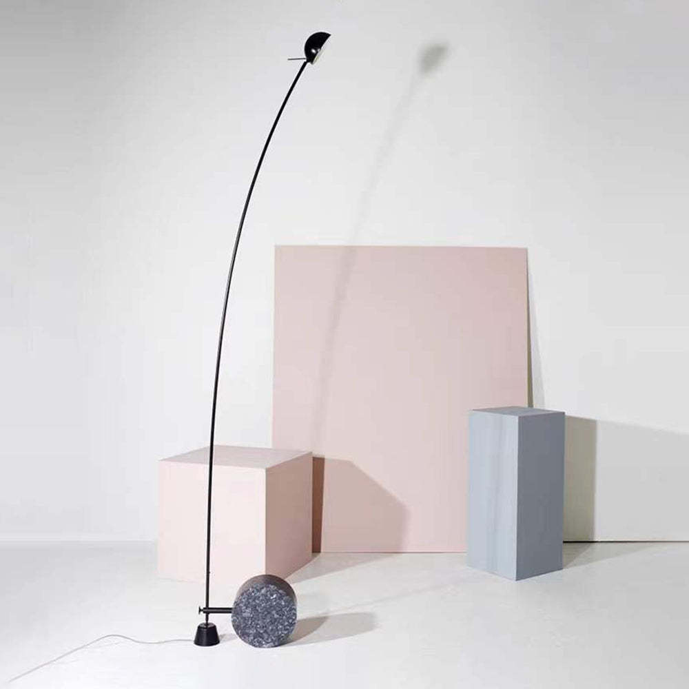 Salgado Nordic Gray Arc LED Floor Lamp, black and marble design