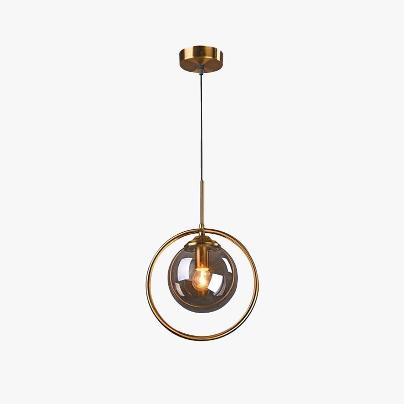 Hailie glass pendant light with metal ring