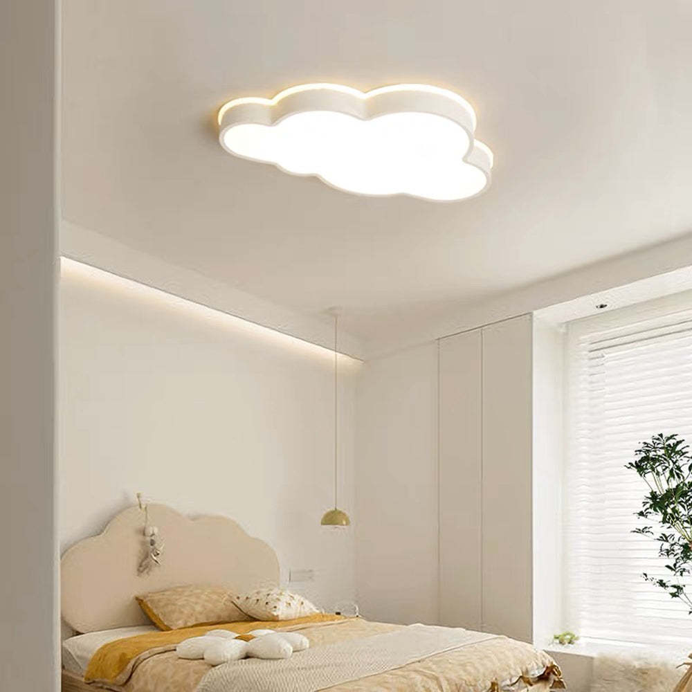 Cloud ceiling light in kids bedroom, modern flush mount.