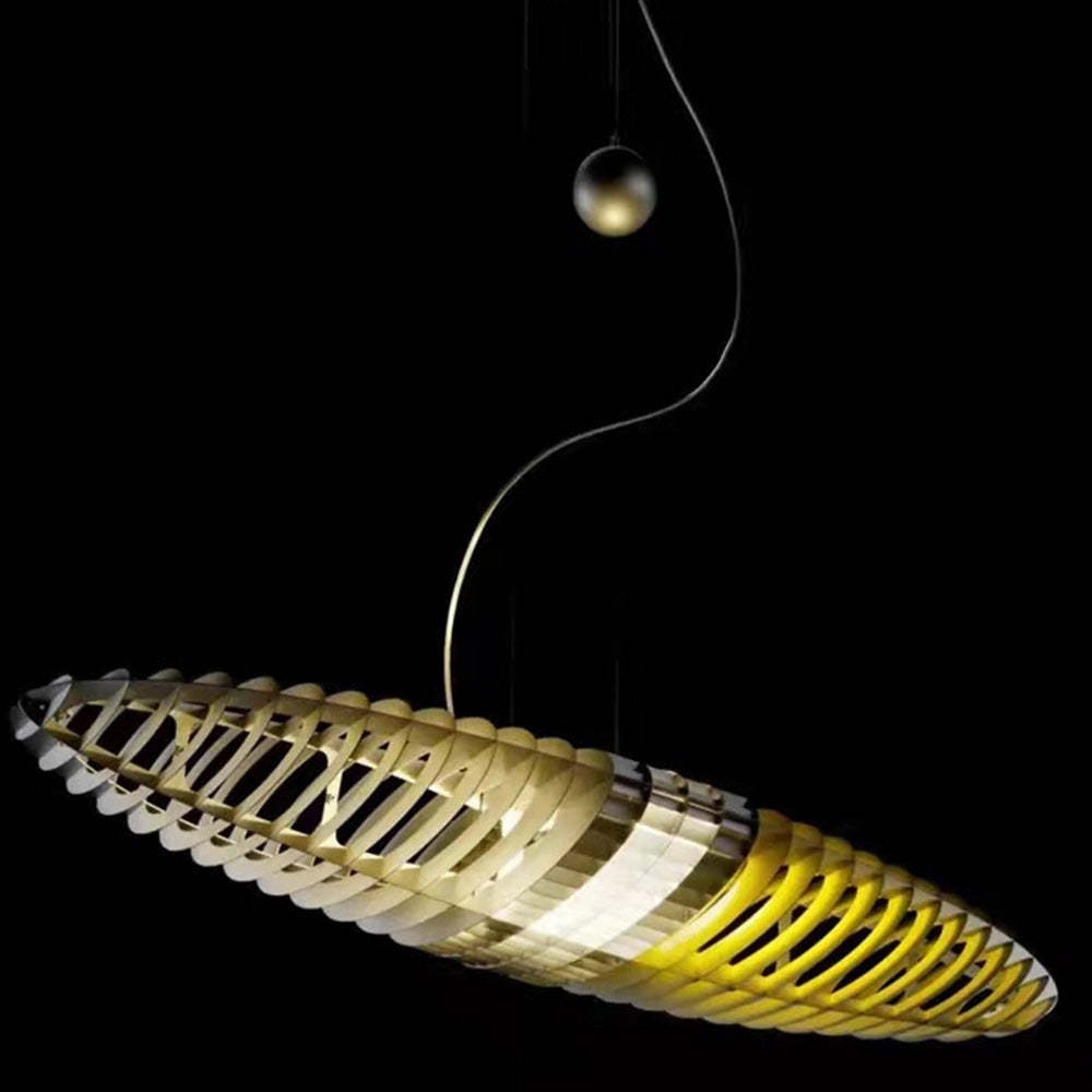 Eveline Pendant Light, modern surfboard design, stainless steel and acrylic
