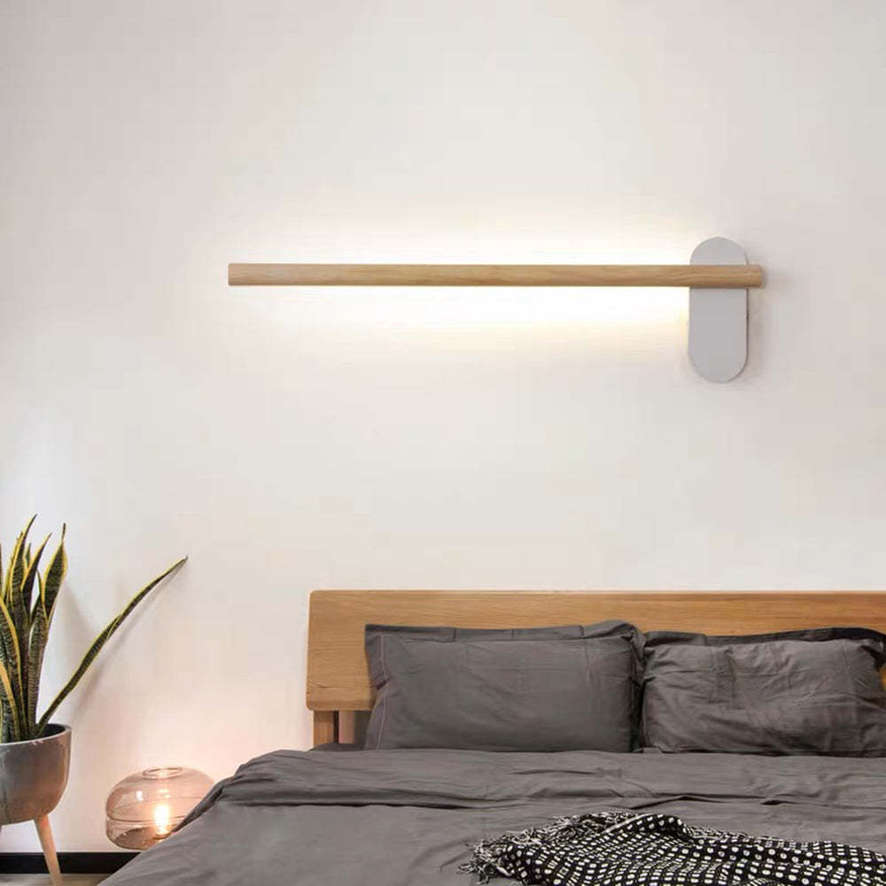 Ozawa Modern Wood Wall Lamp in Bedroom with Natural Light