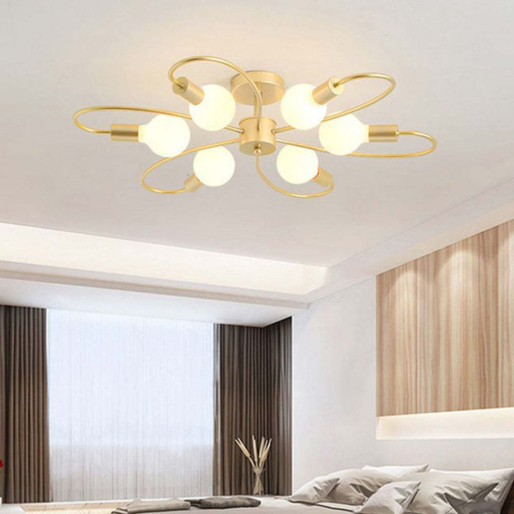 Valentina ceiling light installed in bedroom, gold finish