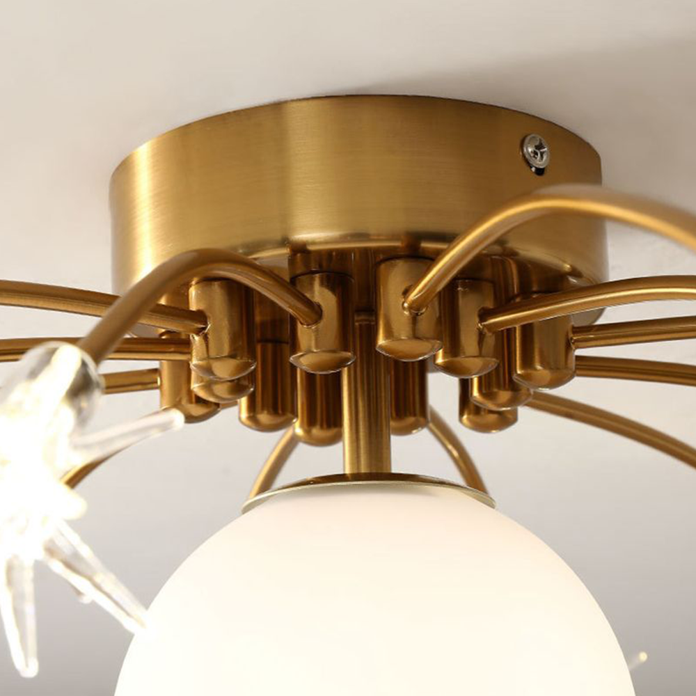 Elif planet ceiling light with metal and glass details.