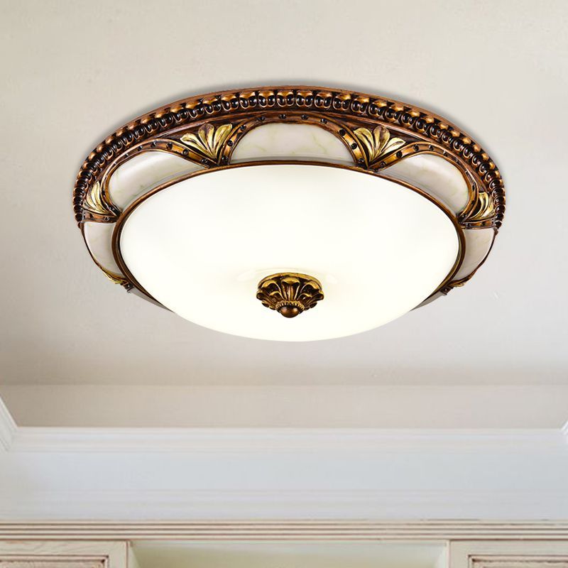 Alessio Floral Ceiling Light - Antique Brass, Retro Flush Mount