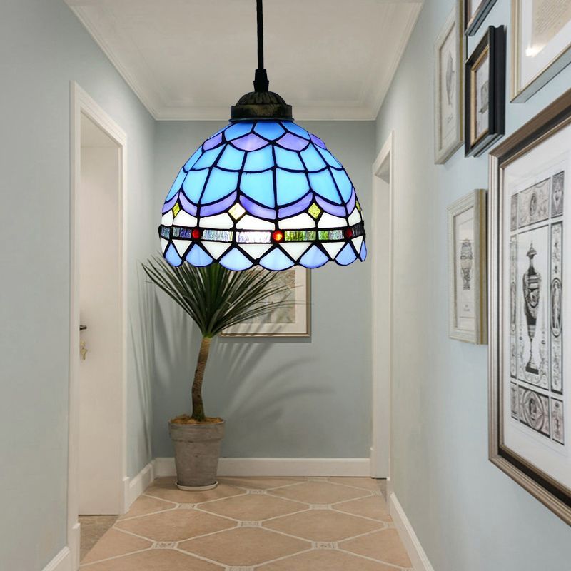 Blue Alessio Tiffany Pendant Light Alessio Tiffany Multicolor Bell Pendant Light