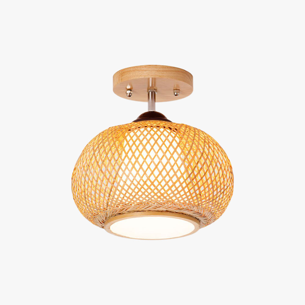 Rattan flush mount ceiling light