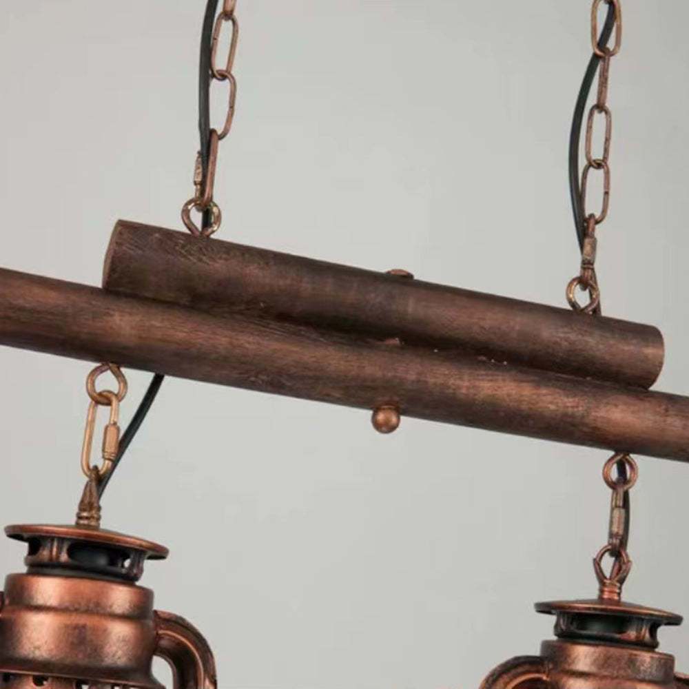 Rustic metal and glass lantern pendant light fixture.