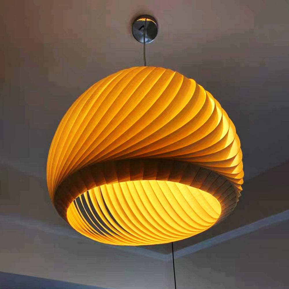 Ozawa Farmhouse Pendant Light - Wooden Spiral Design