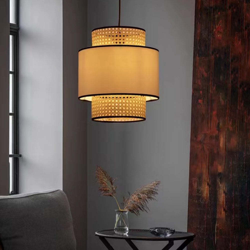 Ritta Retro Pendant Light illuminating a living room