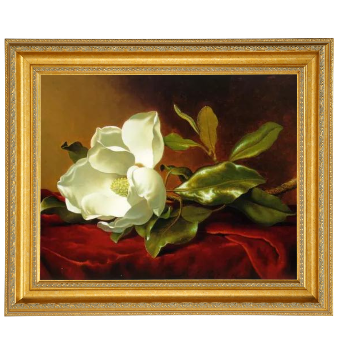 Magnolia flower painting framed, romantic bedroom wall decor