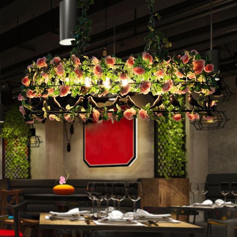 Rustic Blossom Pendant Light with Birds & Roses