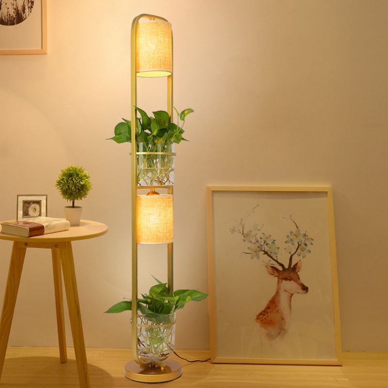 Eryn Floor Lamp with Planters: Artistic Indoor Lighting