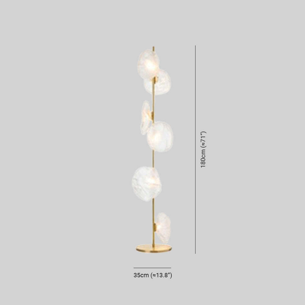 Byers Glass Flower Floor Lamp - Gold Finish, 180cm
